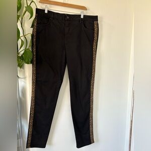 Joseph Ribkoff Black Jeans with Animal Print Detail SZ:US16